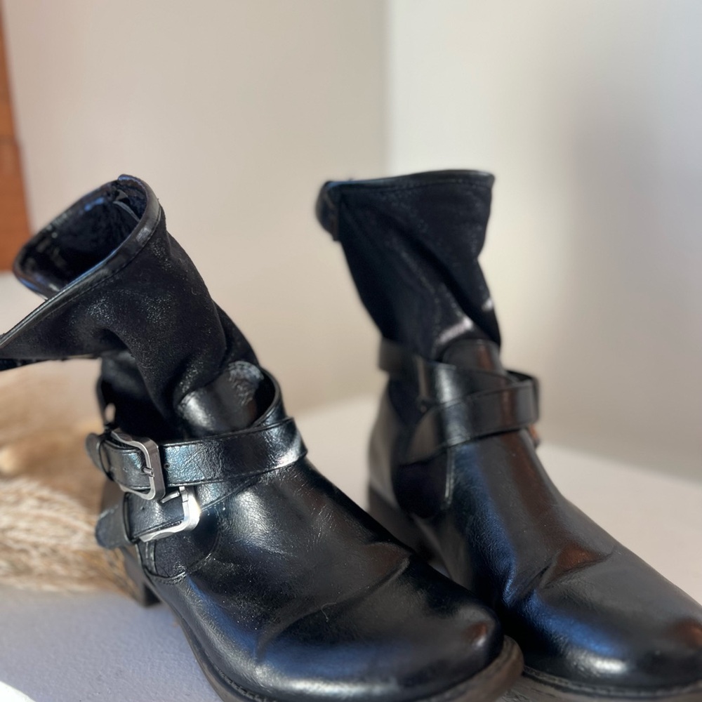 Women stormy mountain fleece lined ski boots black faux leather size 7.5